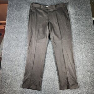 Samuelsohn Dress Pants Mens 40x32 Brown Wool Cotton Blend Cuffed Formal Preppy